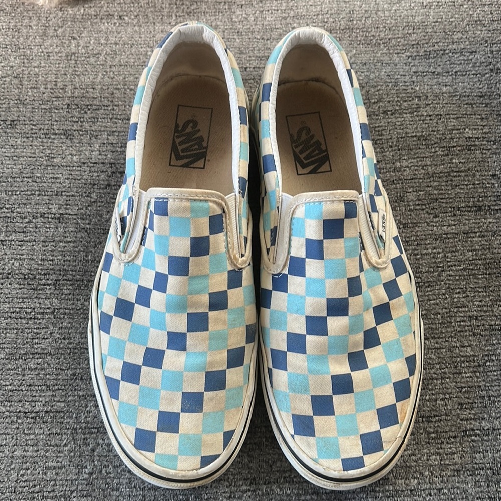 Blue checkered Vans 9.5